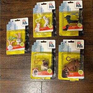 NEW The Secret Life of Pets Keychain LOT of 5 LEONARD MEL SNOWBALL BUDDY DUKE